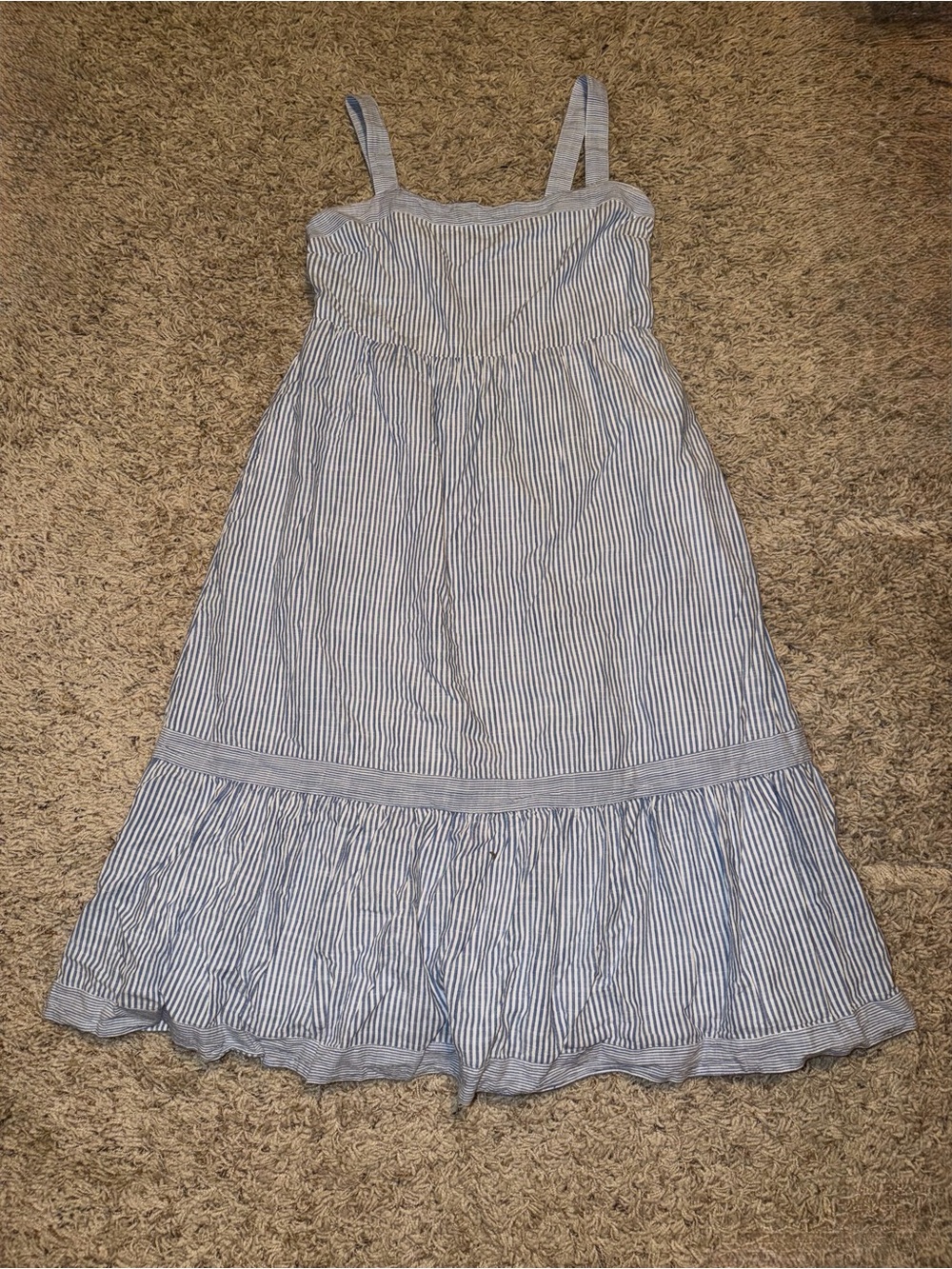 Womens Blue and White Striped Sundress - Sleeveless